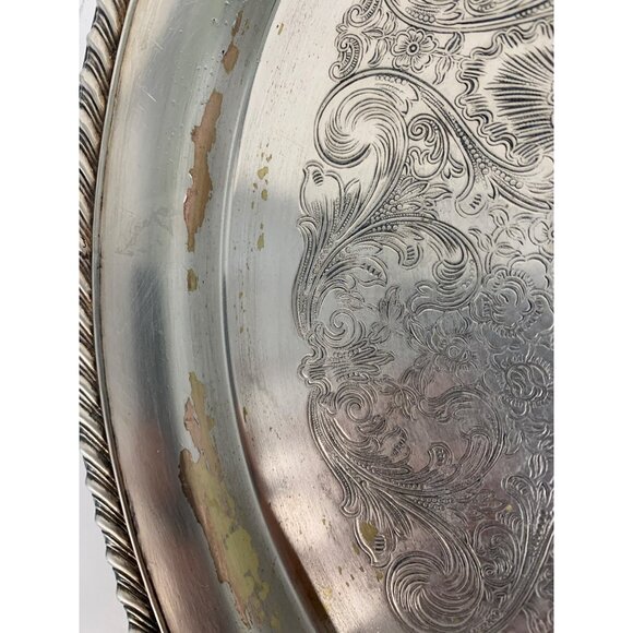 VTG 50s William Rogers 171 Silver Plate Etched Serving Tray 12.5" 8821 - Picture 4 of 9